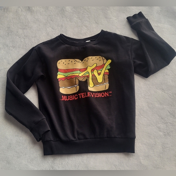 H&M Tops - Divided H&M MTV Music Television Retro Black Sweatshirt With Burger Size XS